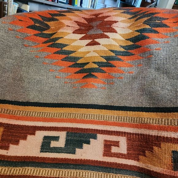 Mexican made Navajo style weaving, 26"x56" gray,was a gift, hand made - Picture 1 of 4